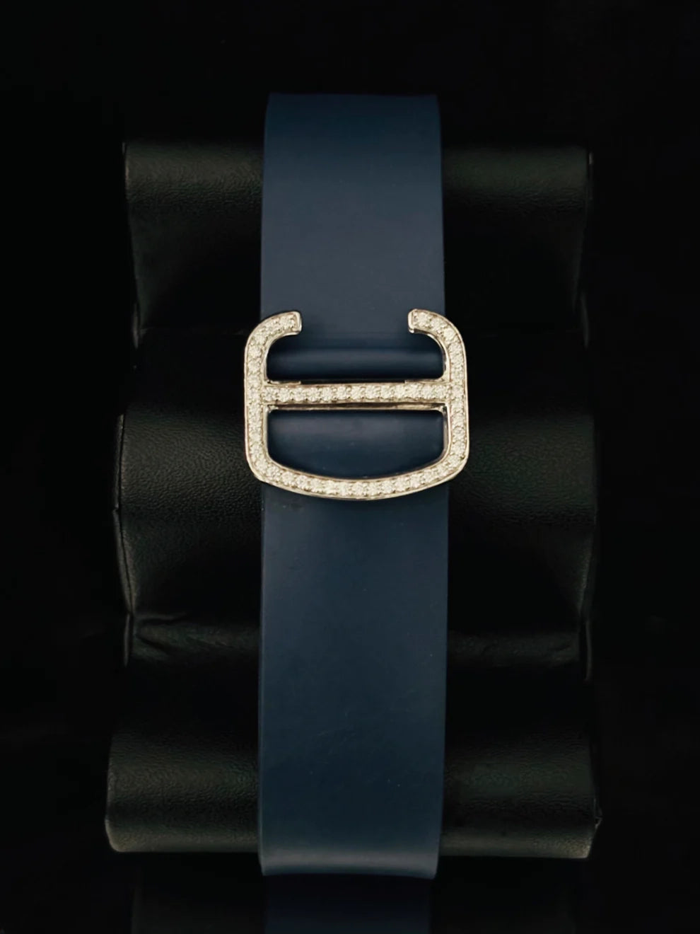 Silicone Rubber Strap and Blue Bezel Dial Moissanite Watch