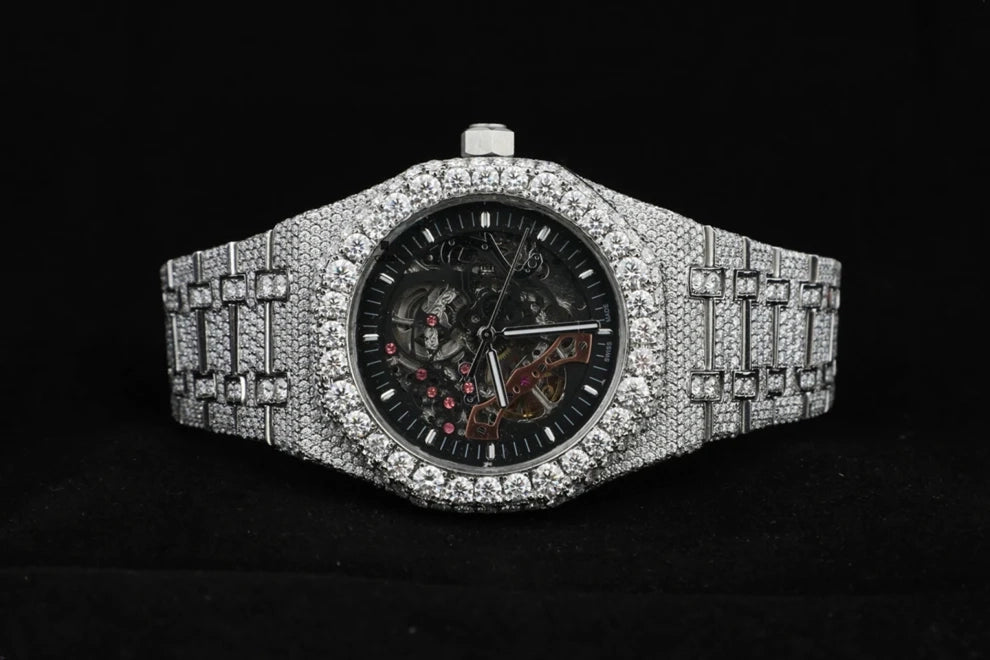 Men's Custom Iced Out Real Moissanite Skeleton Watch