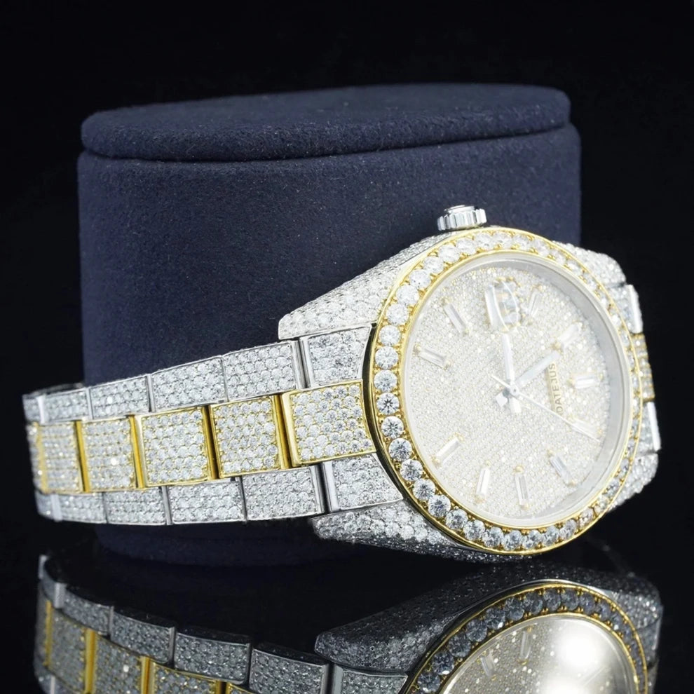 Fully Iced Out VVS Moissanite Baguette Diamond Watch