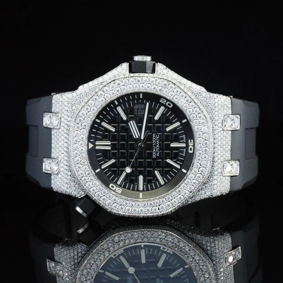 Fully Black Dial And Straps Moissanite Best Luxury Watch