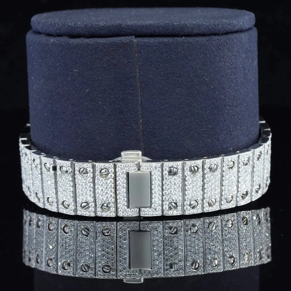 Men's Blue Dial VVS Moissanite Hip Hop Rapper Watch