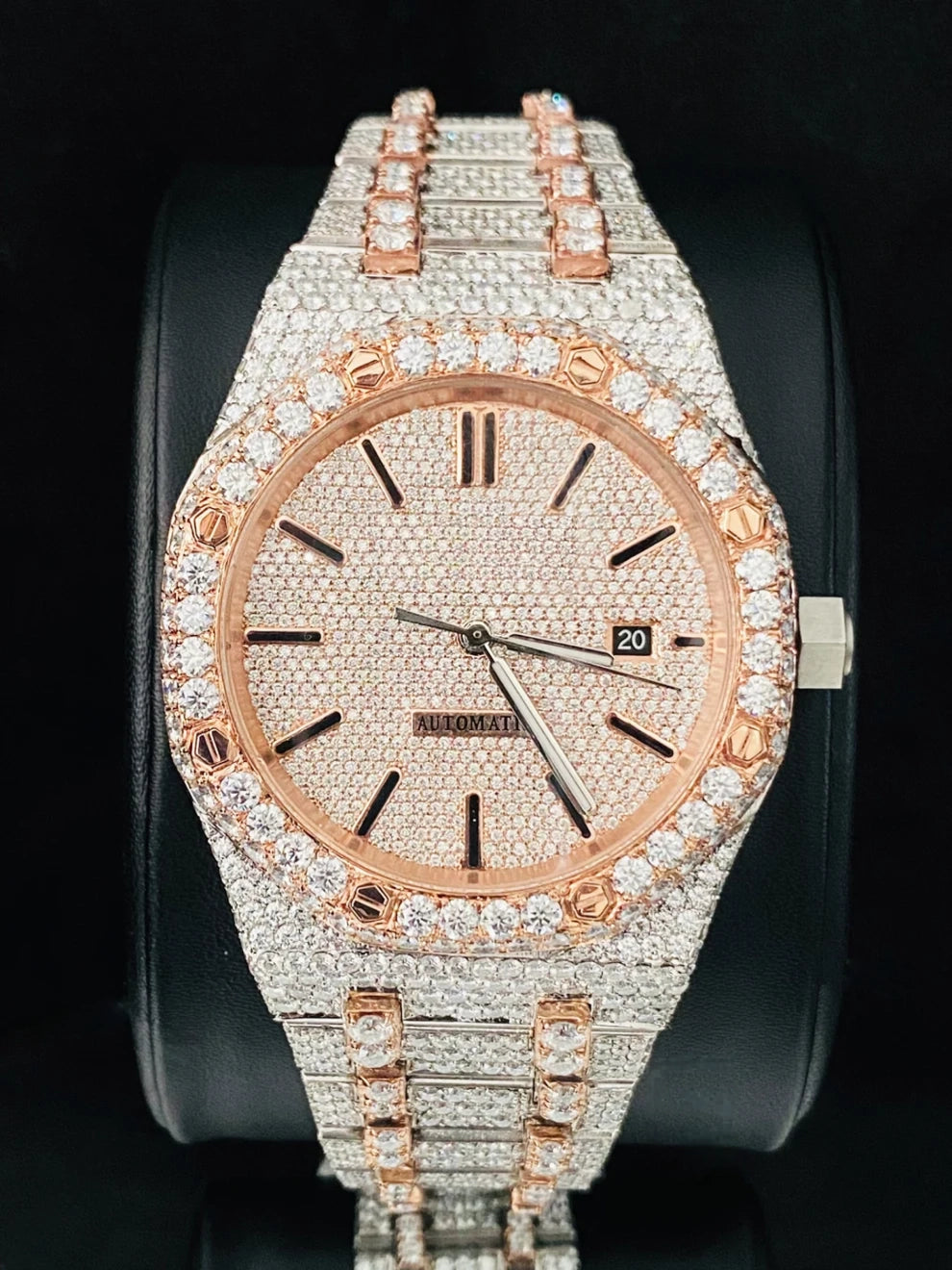 41 MM Dual Tone Fully Studded Hip Hop Moissanite Watch