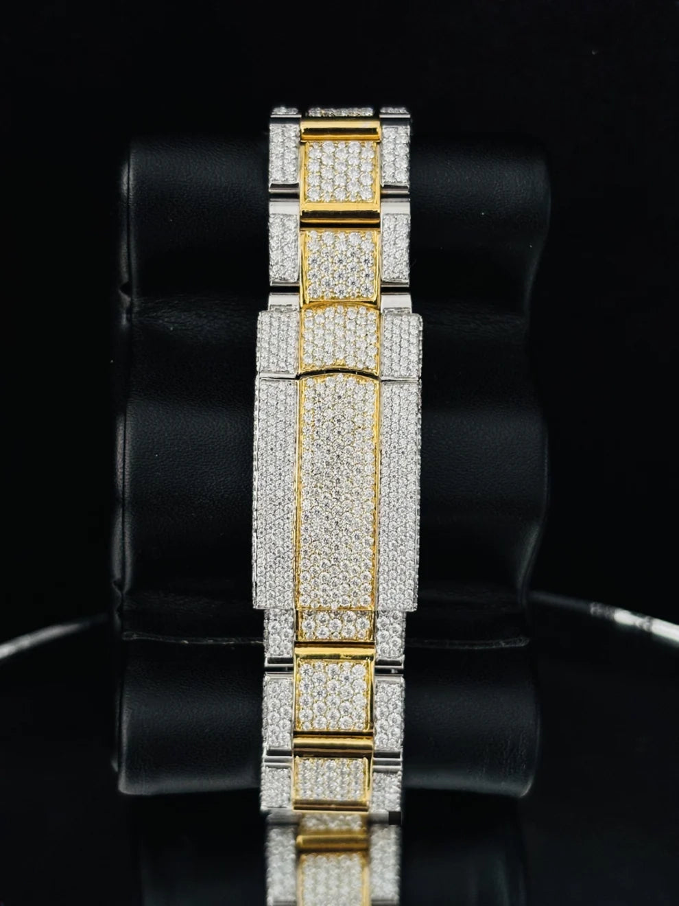 Sky Dweller Dial Roman Numerals Dual Tone Moissanite Watch