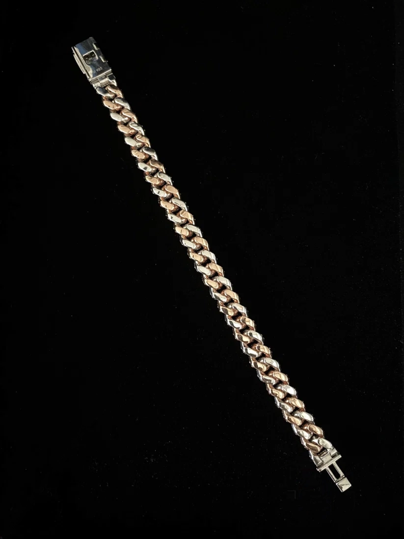 Gold and silver Cuban link chain bracelet