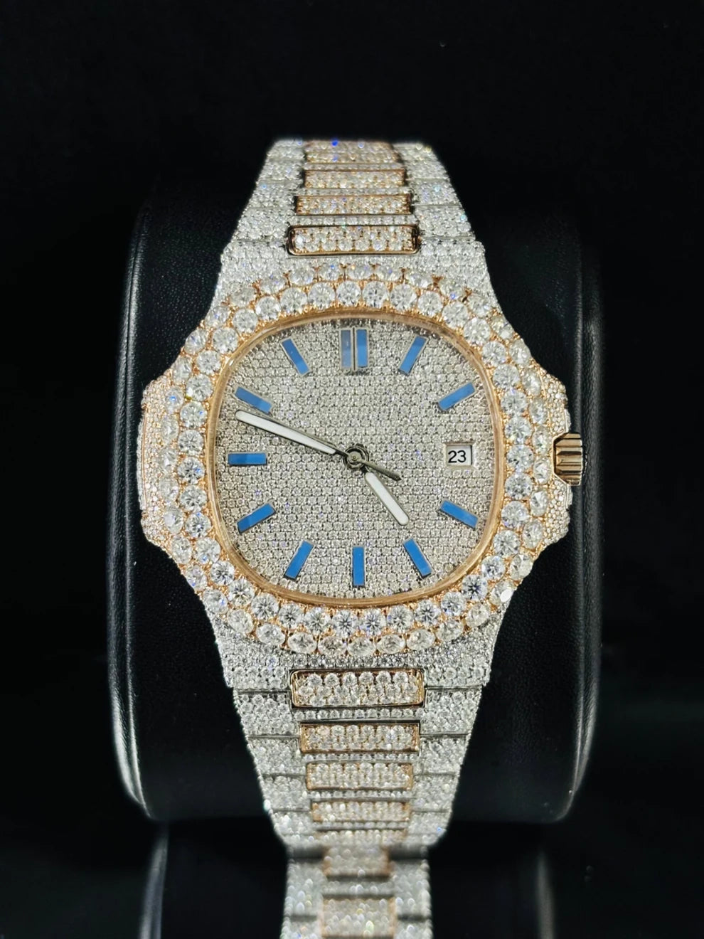 Two Tone Fully Studded Iced Out Moissanite Watch For Men