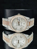 Two Tone Roman Number Iced Out Moissanite Rapper Watch