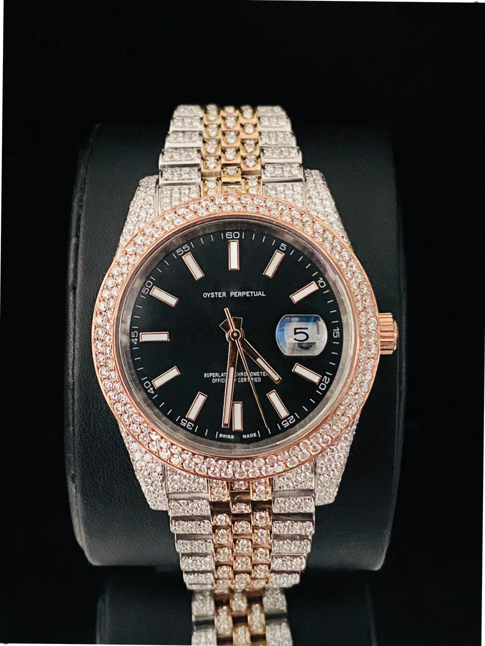 Two Tone Iced Out Jubelie Belt Moissanite Watch For Men