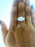 3 Stone Emerald Cut Lab Grown Diamond Ring For Wife