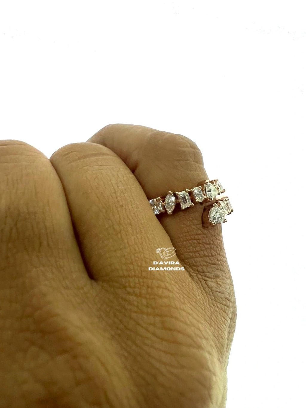 Multi Shape Lab Diamond Bypass Wedding Band