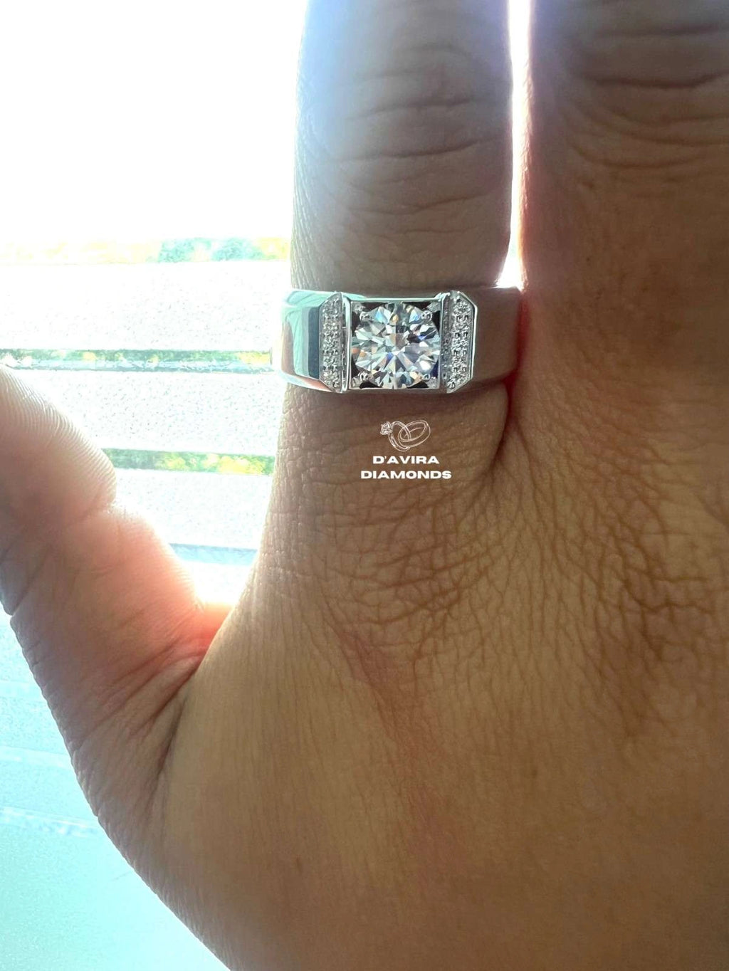 Round Cut Lab Diamond Engagement Ring For Men