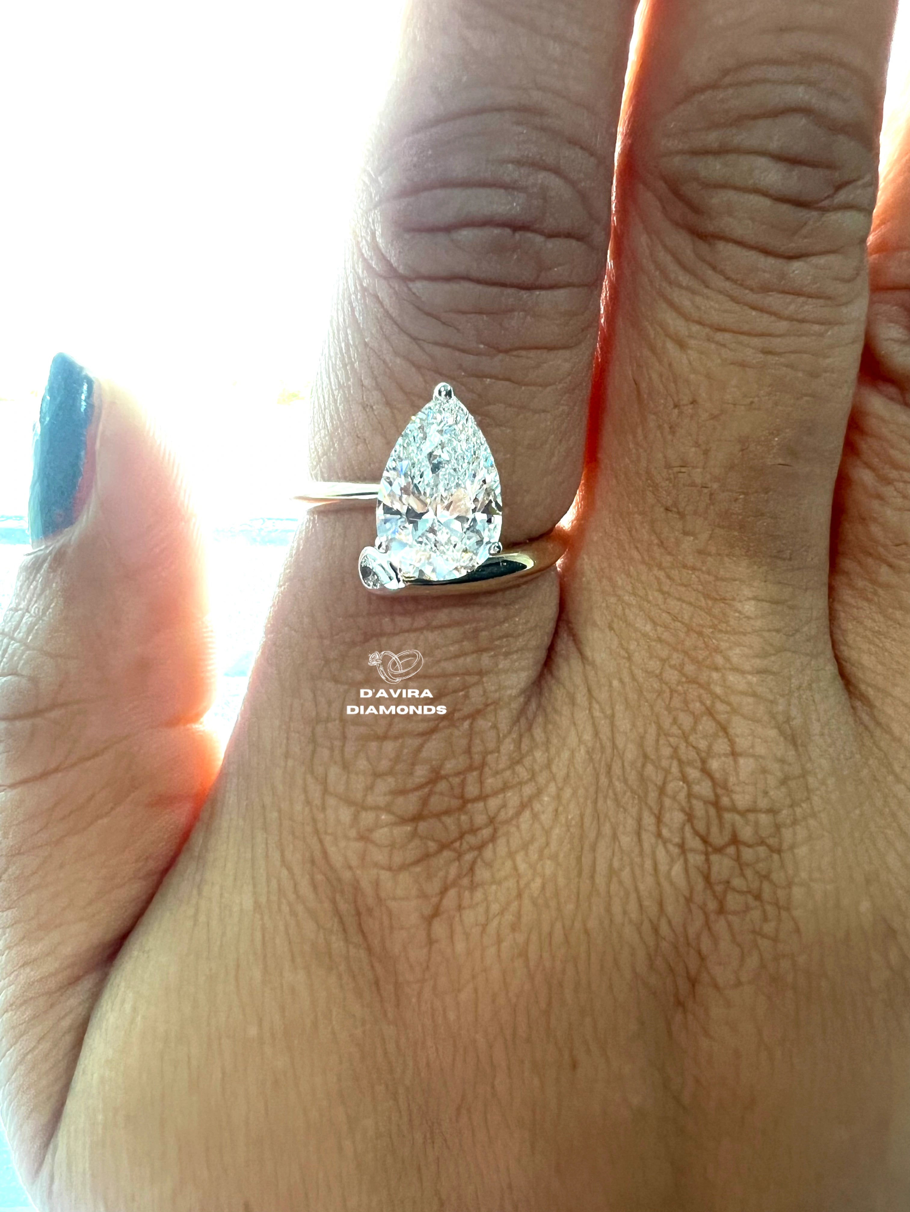Bypass Pear Cut Bezel Set Wedding Ring