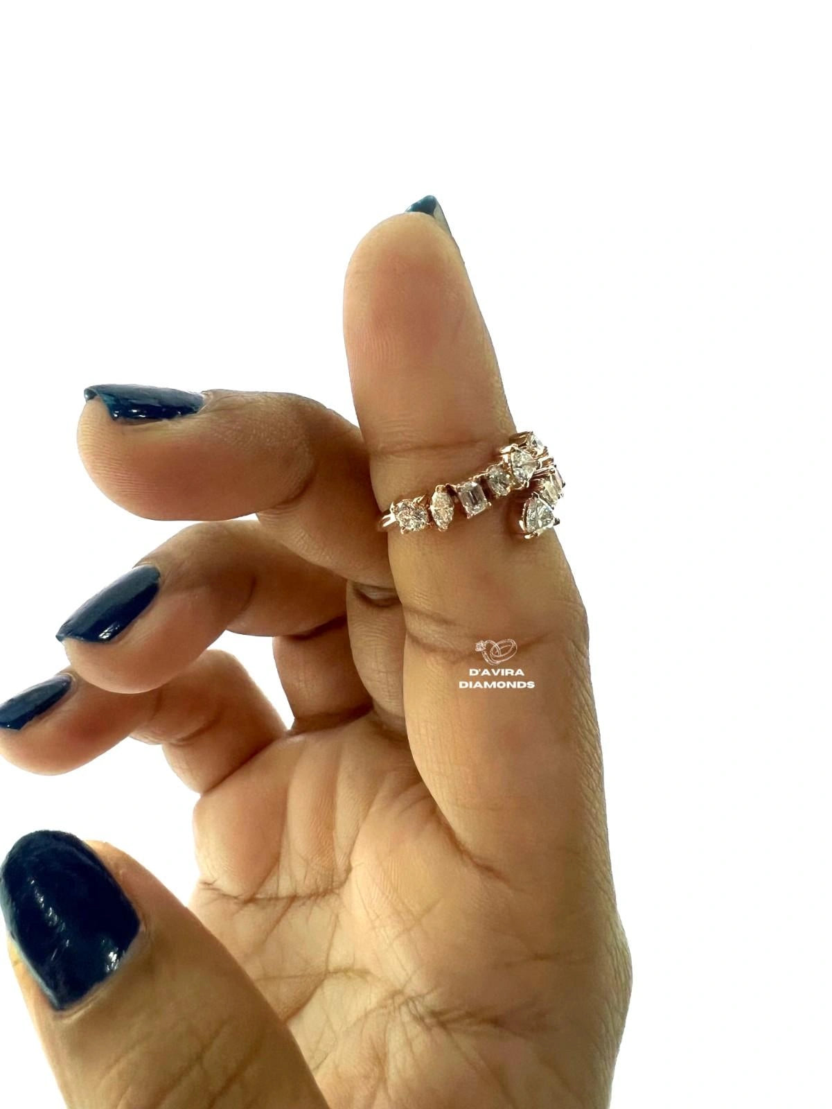 Multi Shape Lab Diamond Bypass Wedding Band