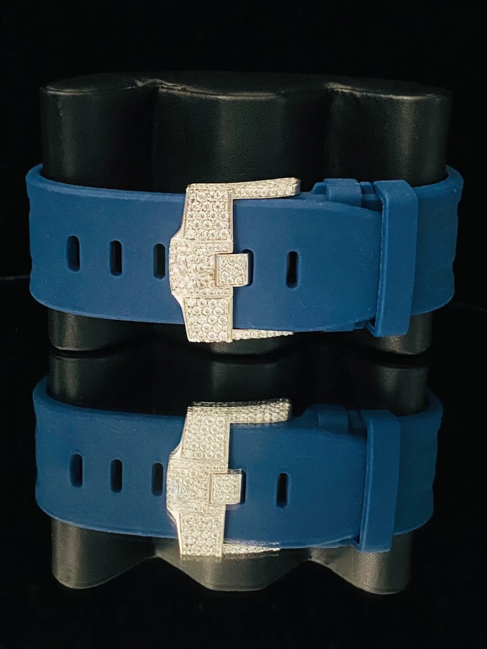 Bezel Dial Royal Blue Silicon Strap Hip Hop Moissanite Watch
