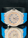 Fully Face Dial Sky Blue Silicon Strap Moissanite Watch