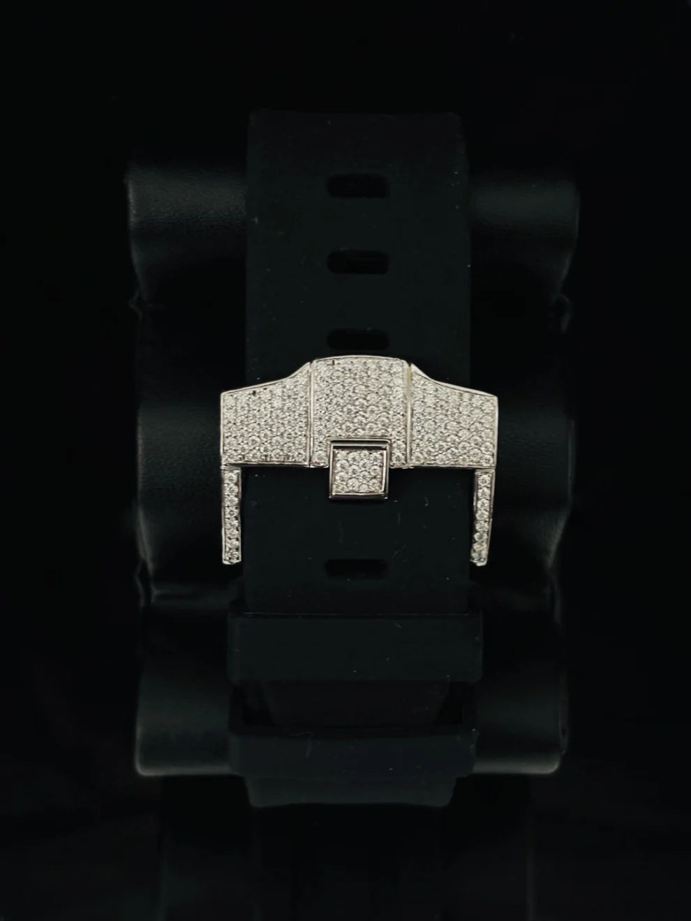Black Rubber Straps Chronograph Moissanite Iced Out Watch