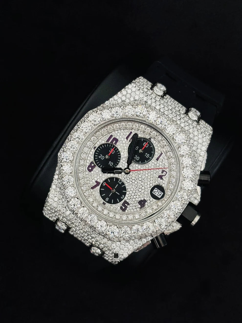 Studded Multi Chronograph Dial Moissanite Diamond Watch