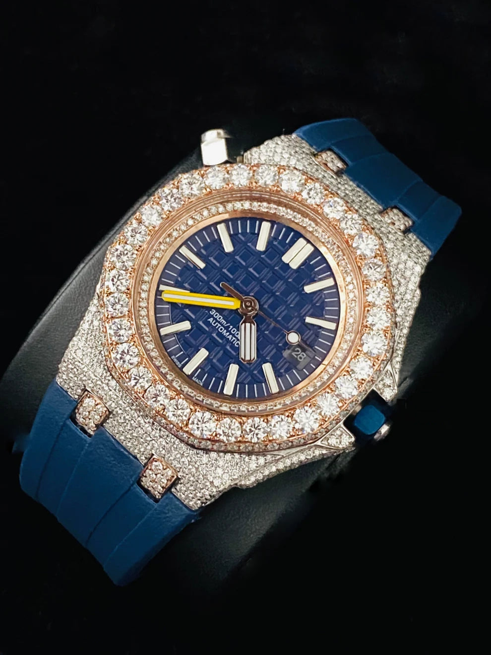 Royal Blue Fully Face Dial Iced Out VVS Moissanite Watch