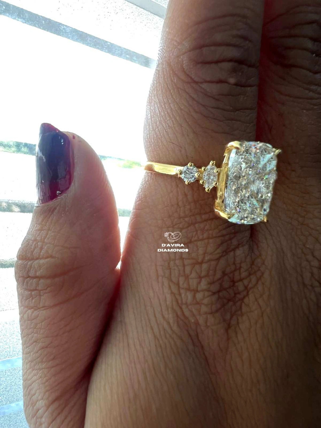 Elongated Cushion Diamond Basket Set Solitaire Ring