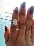 Solitaire Oval Cut Hidden Halo Tulip Set Diamond Ring