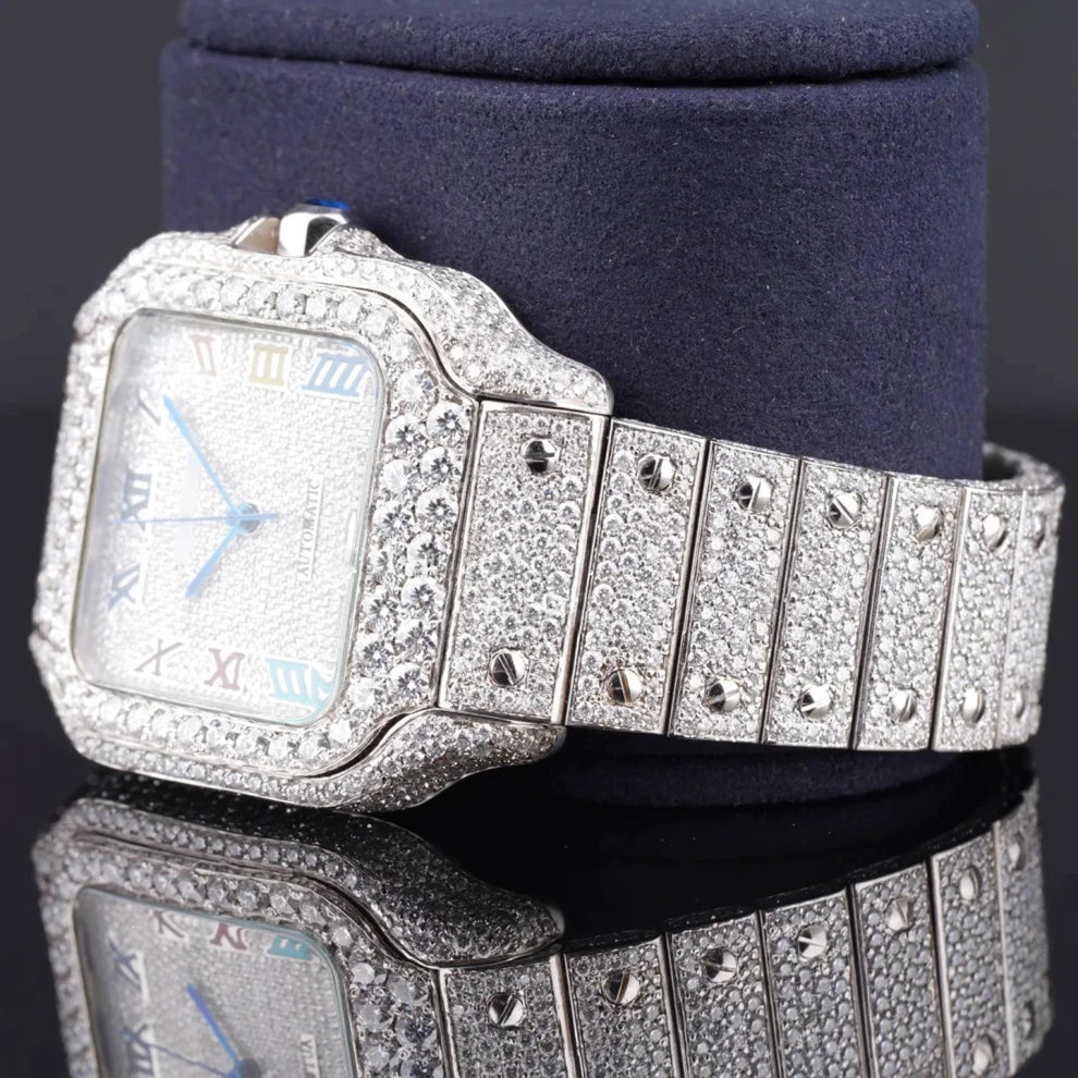 Men's 41MM Roman Numeric Fully Hip Hop Iced Out Watch