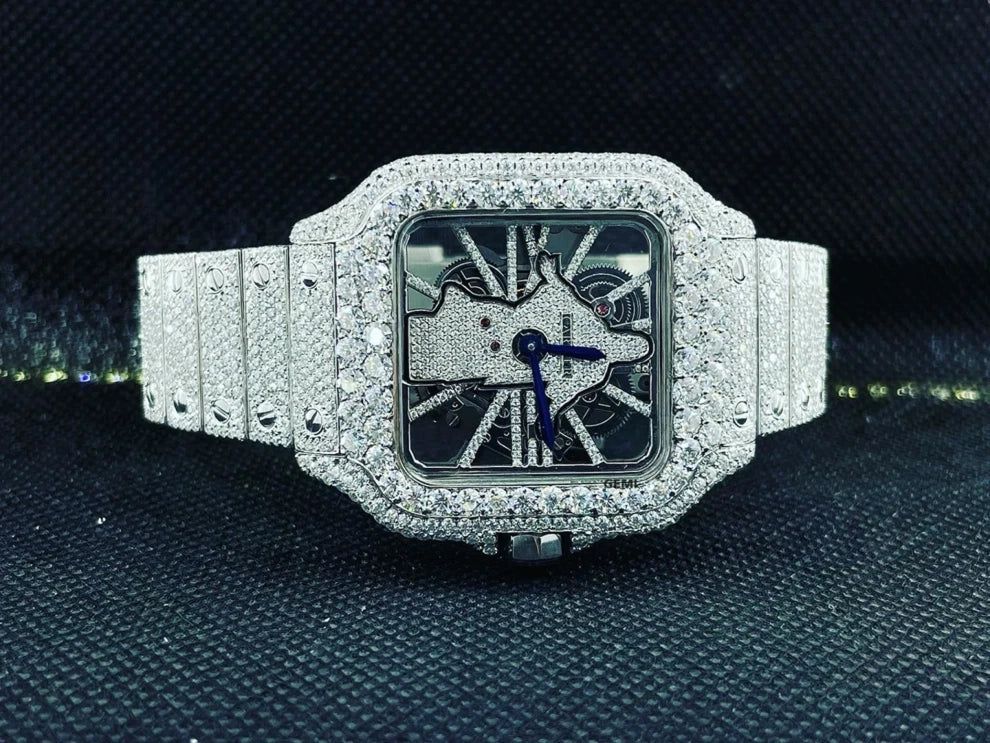 New Style Jesus Face VVS Moissanite Iced Out Skeleton Watch