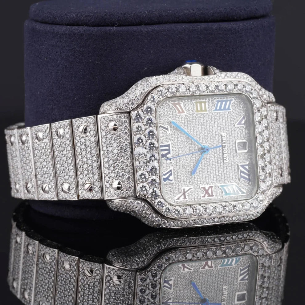 Men's 41MM Roman Numeric Fully Hip Hop Iced Out Watch