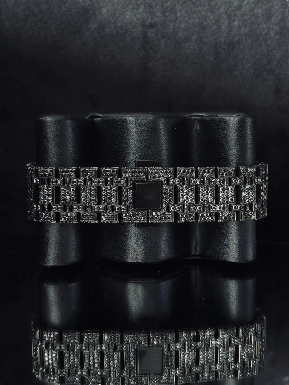 Royal Oak Fully Iced Out Onyx Black Moissanite Watch