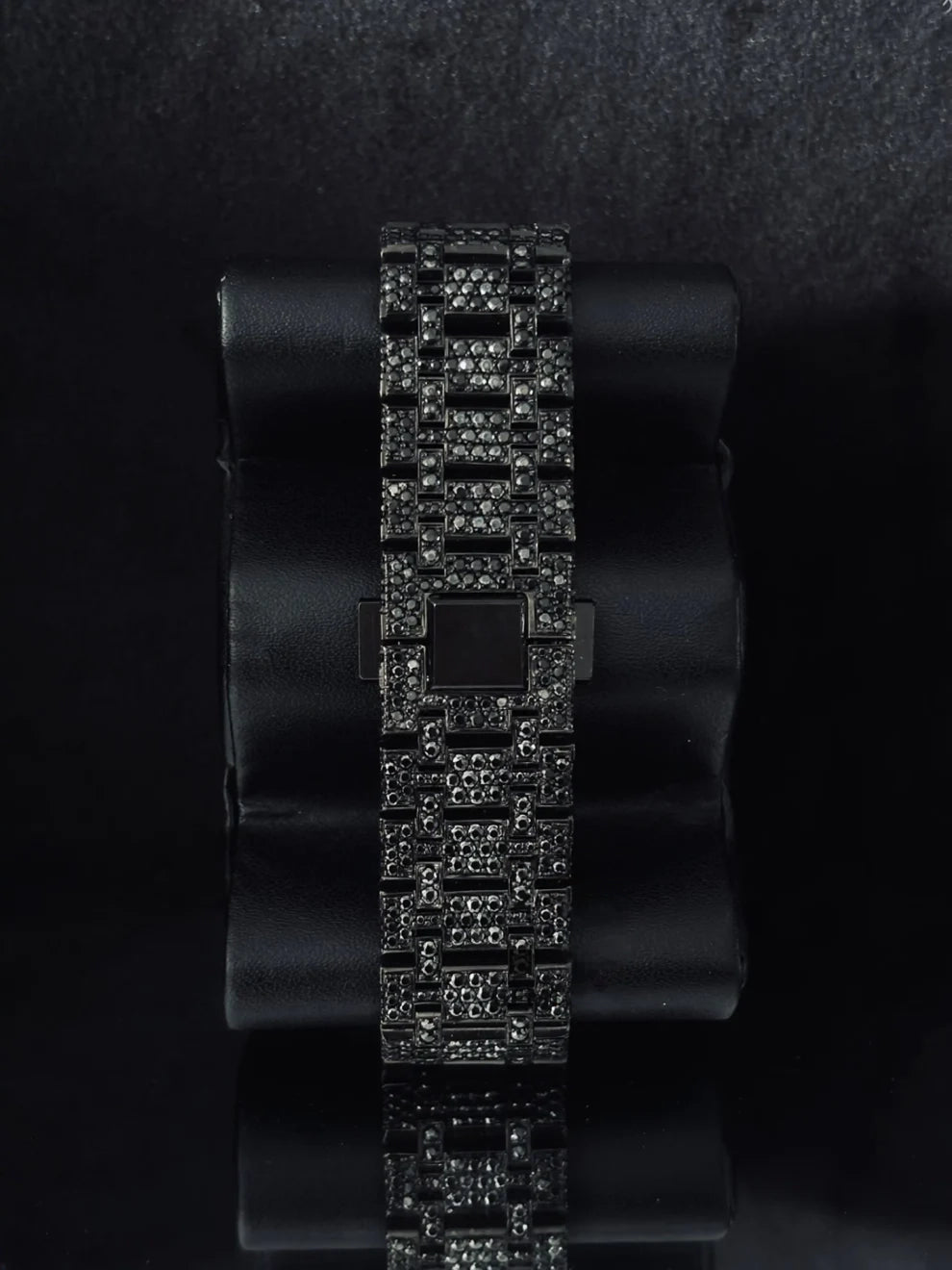 Royal Oak Fully Iced Out Onyx Black Moissanite Watch