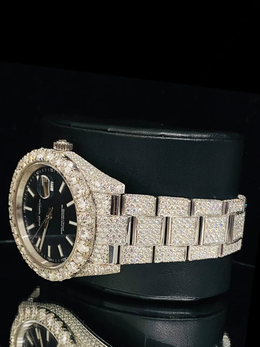 41MM Royal Blue Fully Ice Out Bezel Dial Moissanite Watch