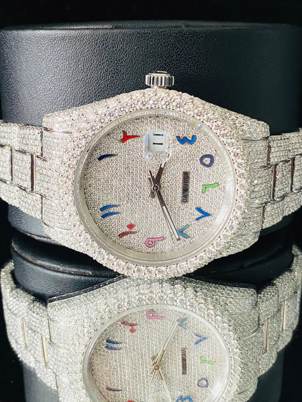 Colorful Number Moissanite Fully Iced Out Studded Watch