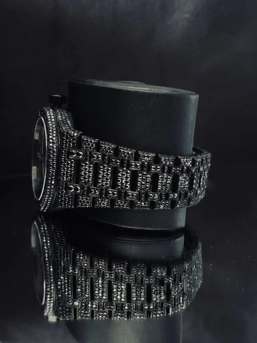 Royal Oak Fully Iced Out Onyx Black Moissanite Watch