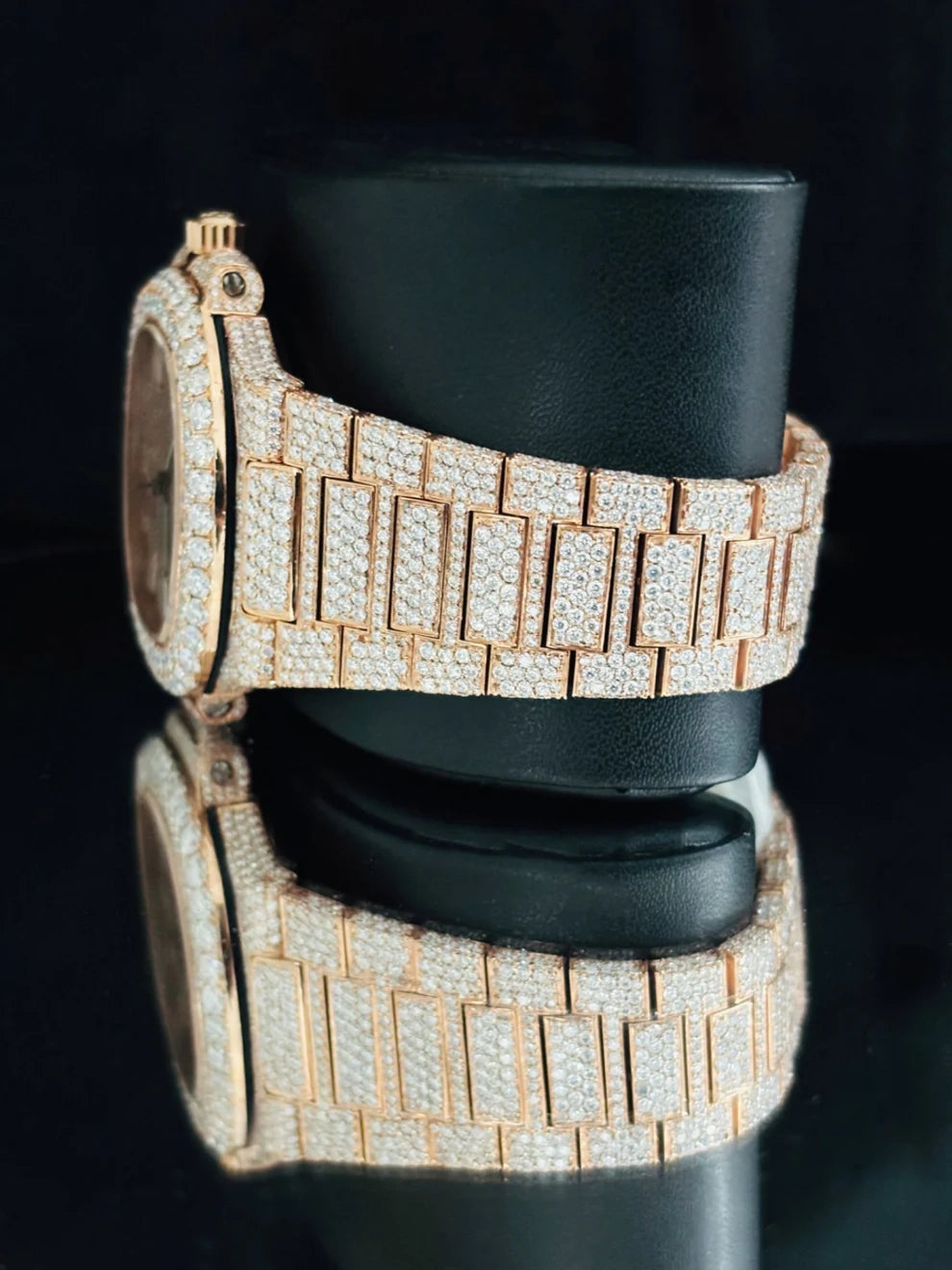 Fully Studded Bust Down Baguette Bar Moissanite Watch