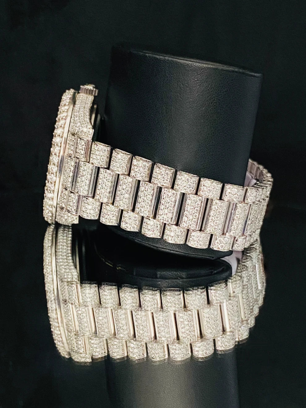 Men's Black Dial Moissanite Fully Iced Out Watch For Men