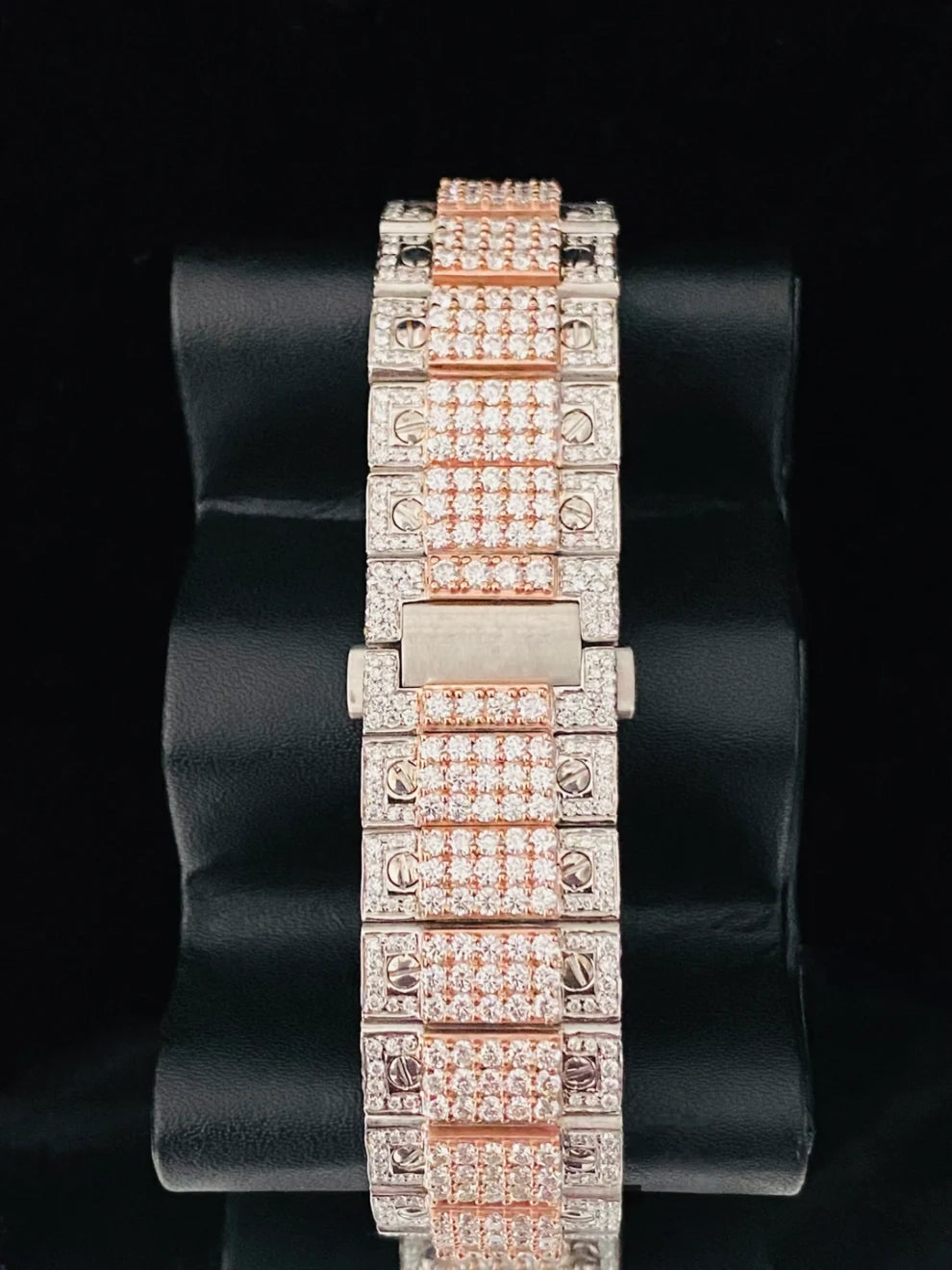 Roman Number Two Tone Moissanite Studded Diamond Watch