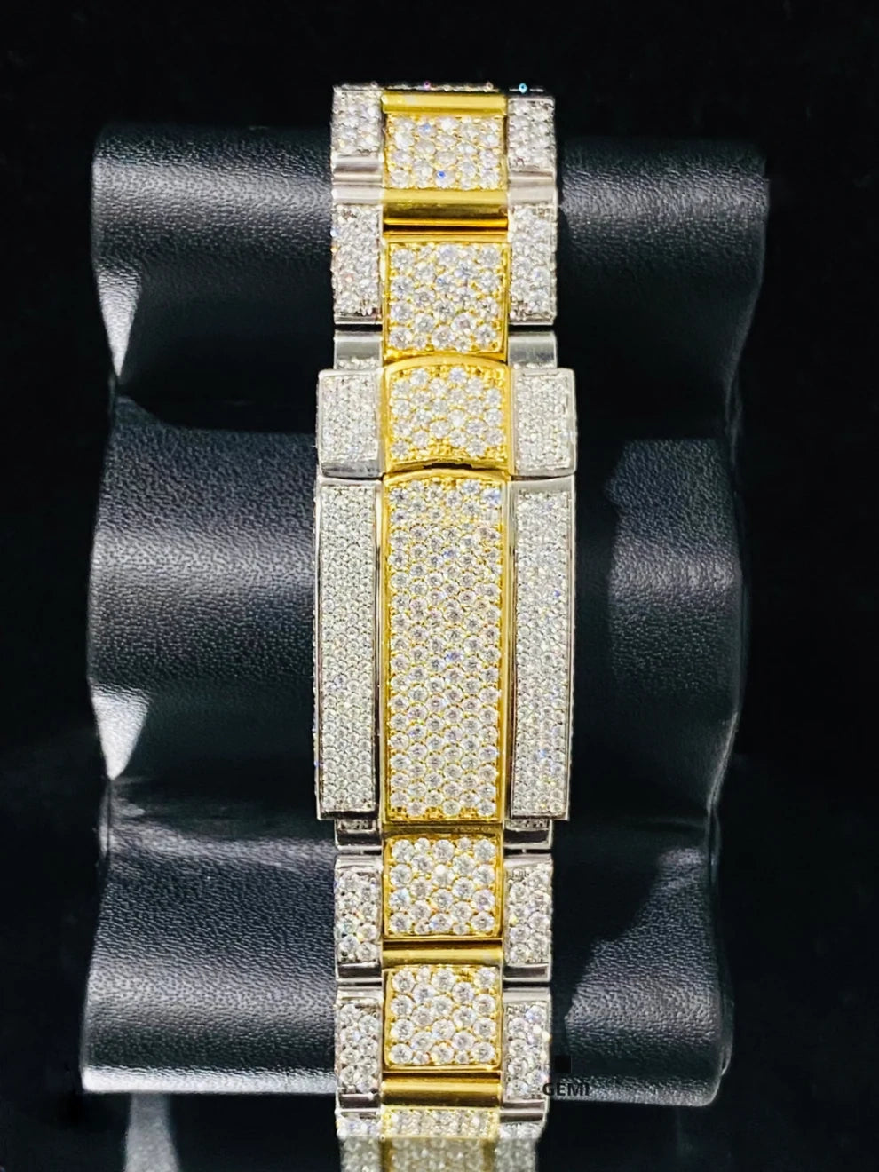 Dual Tone Black Dial Sky Dweller Moissanite Diamond Watch