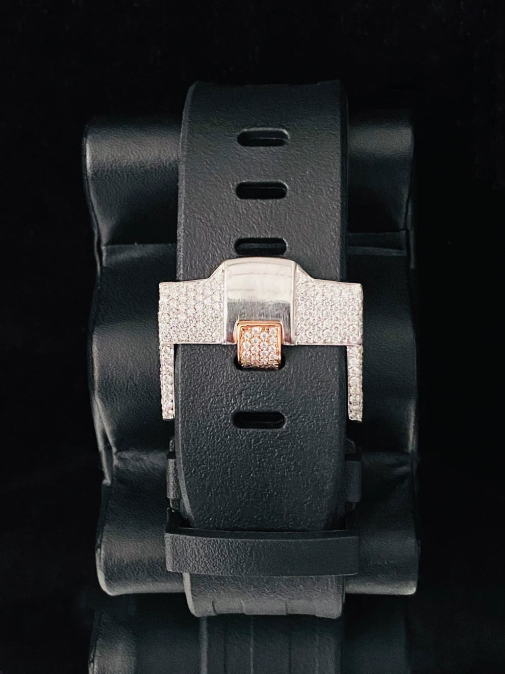 Black Silicon Strap Iced Hip Hop Moissanite Bling Watch