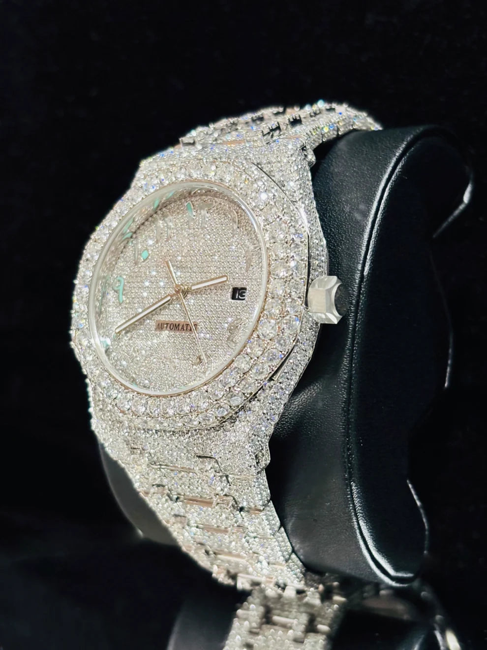 Arabic Dial Fully Iced Out VVS Moissanite Watch For Sale