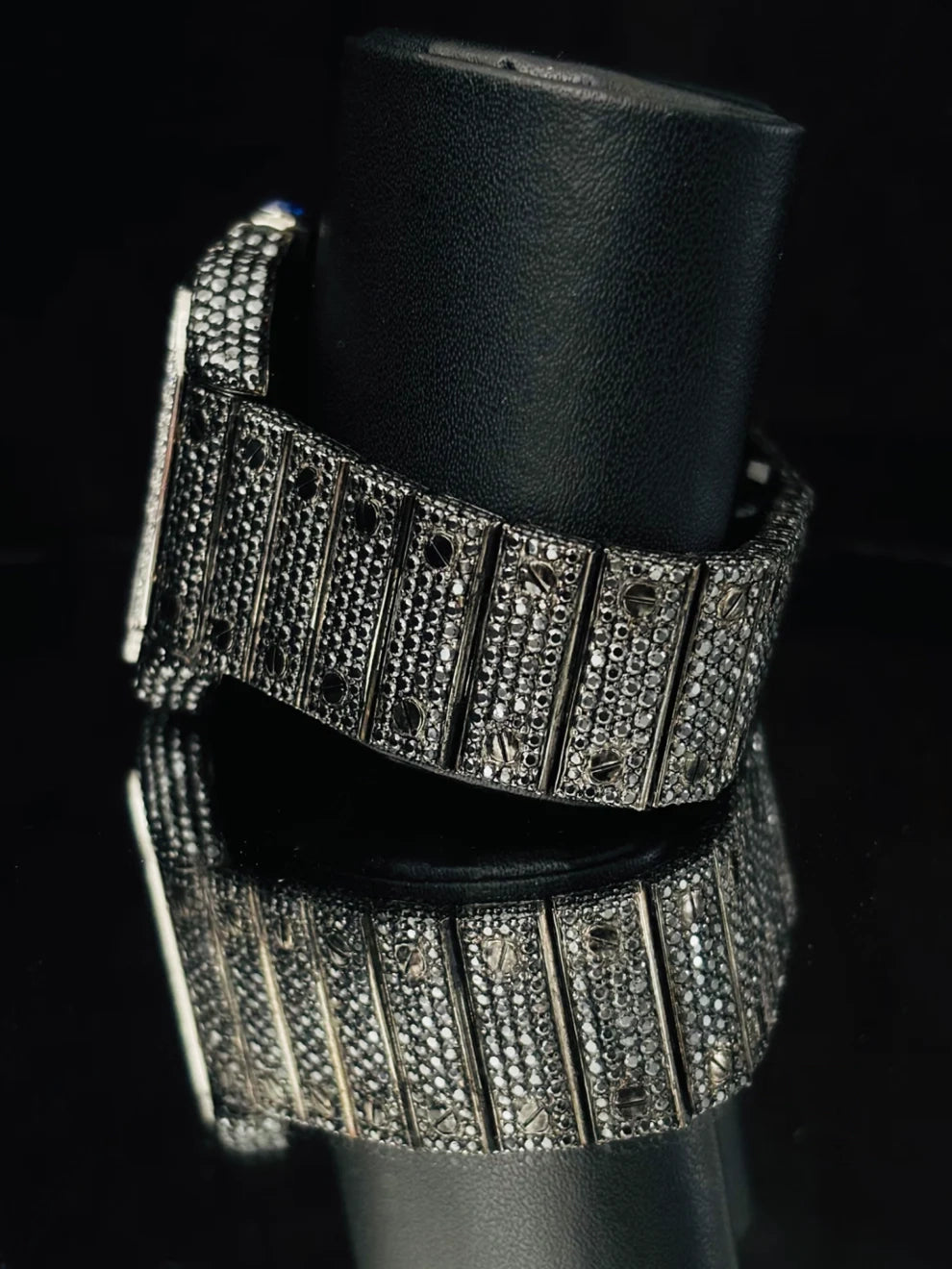 White & Black Diamond Arabic Number Automatic Watch