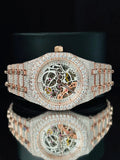 Two Tone Skeleton Fully Studded Moissanite Watch