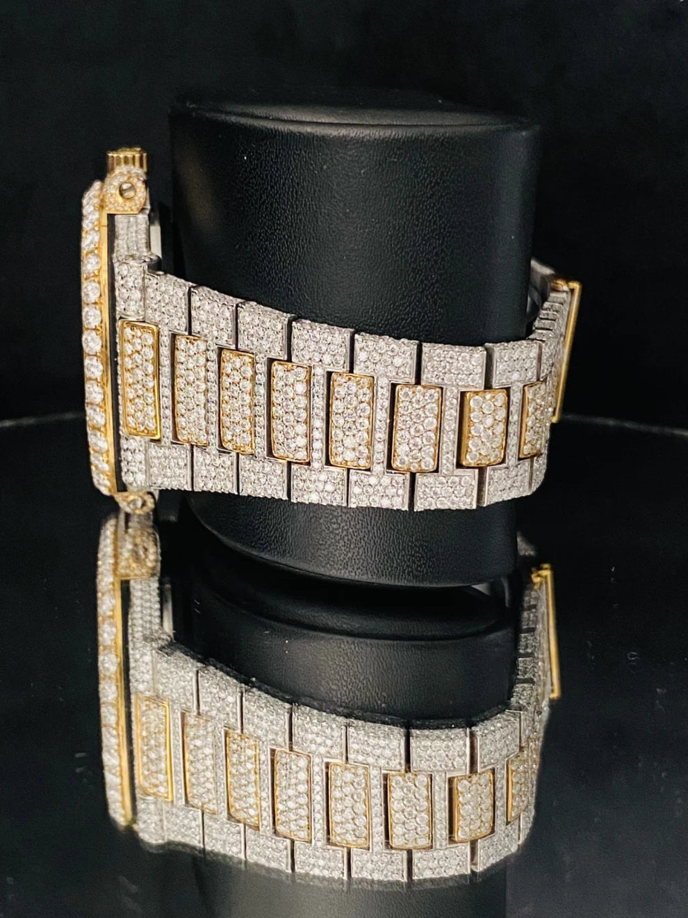 Men's Fully Studded Two Tone Moissanite Watch For Gift