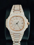 Fully Studded Bust Down Baguette Bar Moissanite Watch