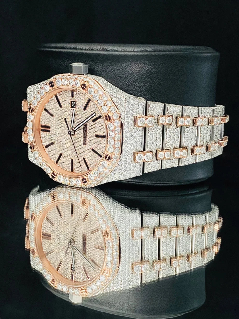 41 MM Dual Tone Fully Studded Hip Hop Moissanite Watch