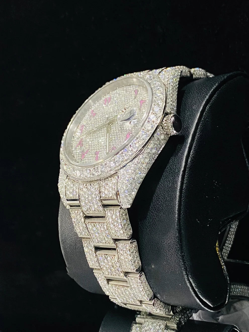 Colorful Arabic Number Full Ice Out Moissanite Watch