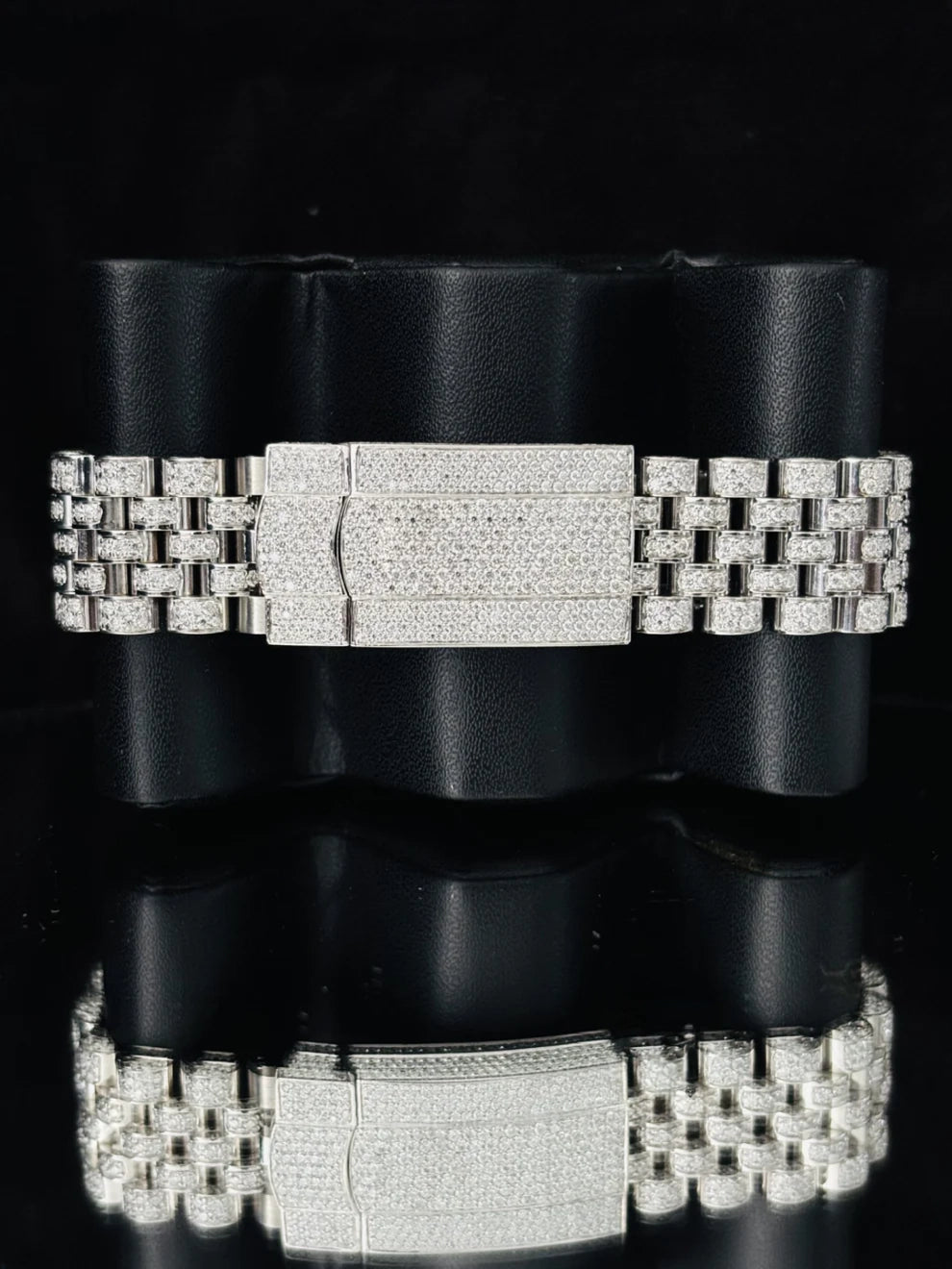 Jubilee Belt White Bar Studded Moissanite Watch for Men