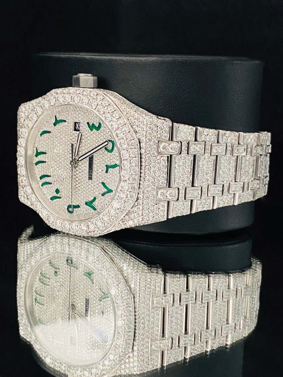 Arabic Dial Hip Hop Moissanite Diamond Studded Watch