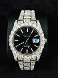 41MM Big Bezel White Bar Black Dial Moissanite Watch