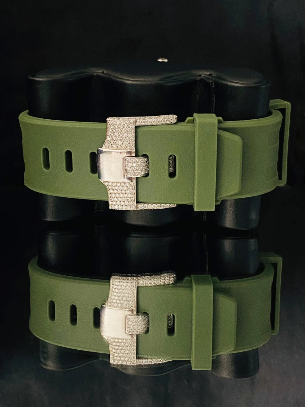 Iced Out VVS Moissanite Watch With Green Silicon Straps