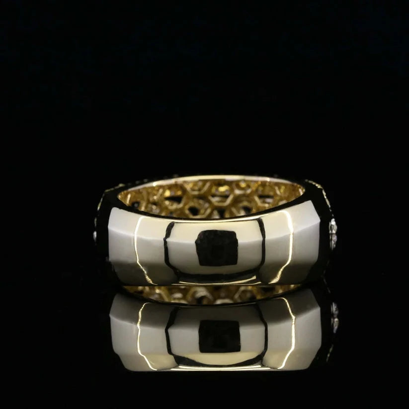 Polished gold men's geometric wedding band