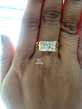 East West Radiant Cut Half Bezel Set Diamond Ring