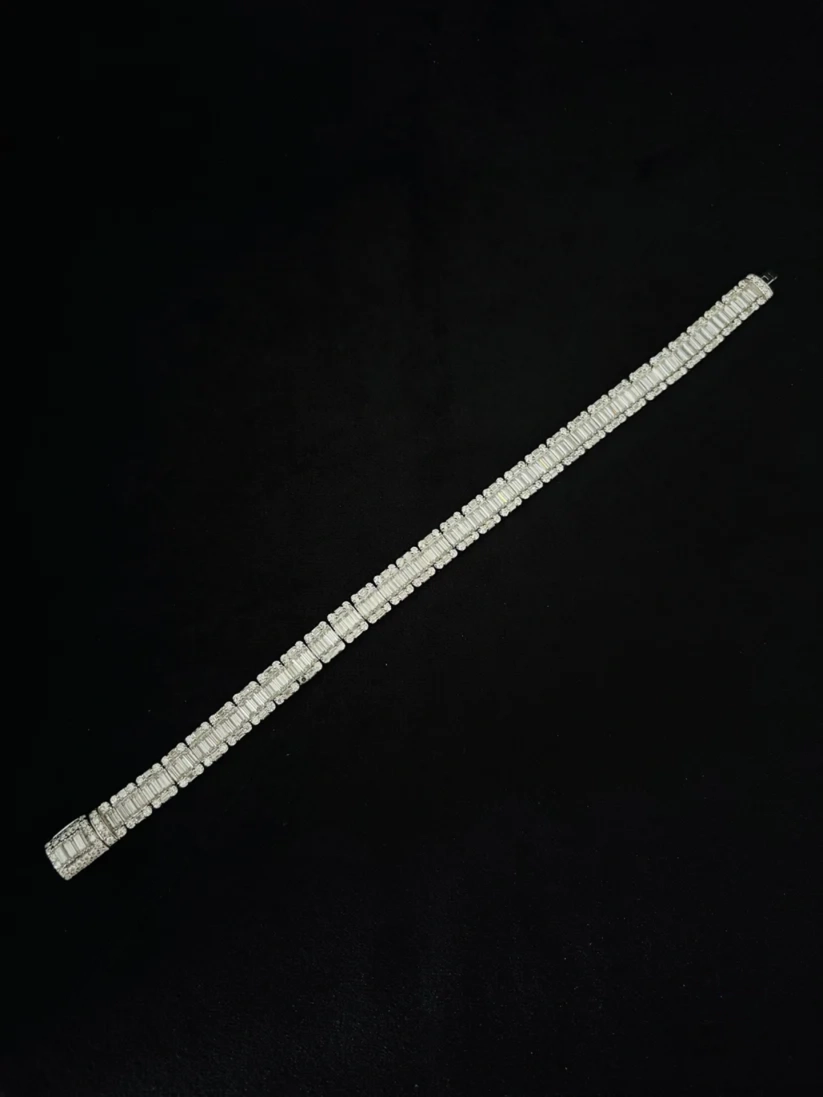 925 Silver Halo Set Tennis Moissanite Diamond Bracelet For Her
